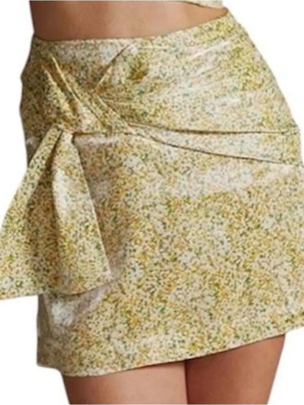 NWT Anthropologie Sabina Musayev S Yellow Floral Tie-Detail Mini Skirt